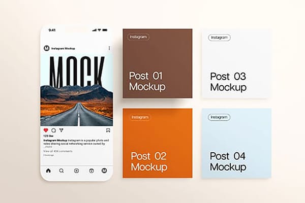 Brand Instagram Post Mockup On Linen Background