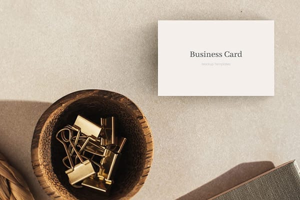 Business Card Mockup With Paper Clip