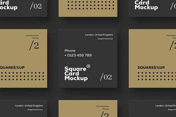 Close-Up Black Square Card Mockup Scene