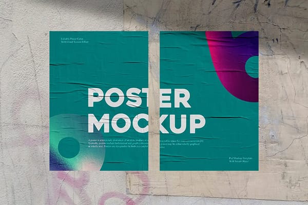 Continuous Text Street Glued Poster Mockup
