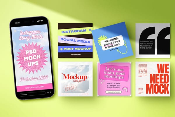 Creative Mobile Phone With Instagram Post and Story Mockup