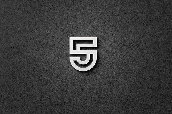 Emboss Silver 5 Logo Mockup on Paper Texture