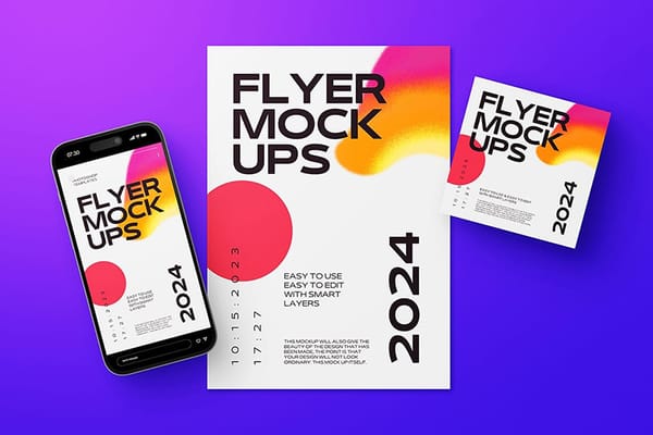 Event Flyer with Instagram Post & Story Mockup with Bold Purple