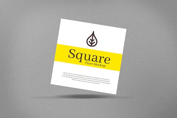 Floating Skew Yellowhite Square Mockup