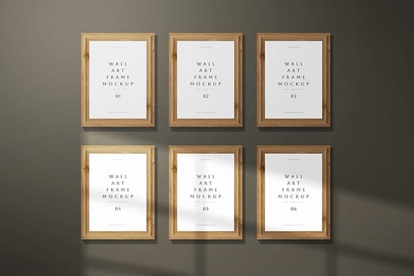 Frame Mockup Grid Layout on Shadowed Backgound