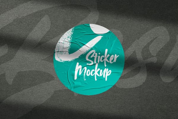 Glued Sticker Mockup
