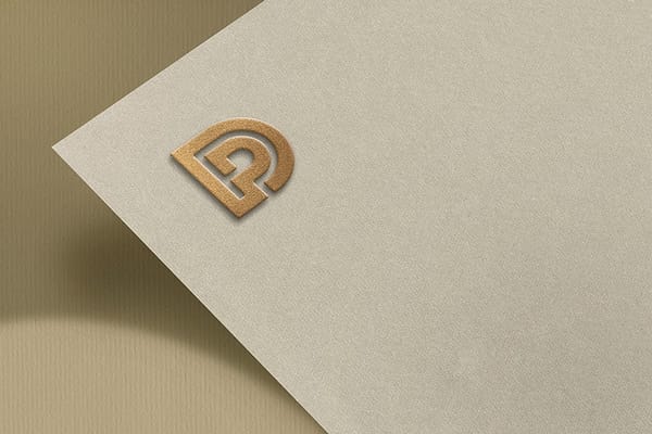 Gold Embossed D Paper Logo Mockup