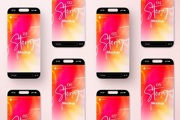 Gradient Instagram Story UI Mockup Isometrics