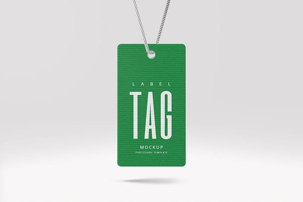 Green Label Tag Mockup With Shadow