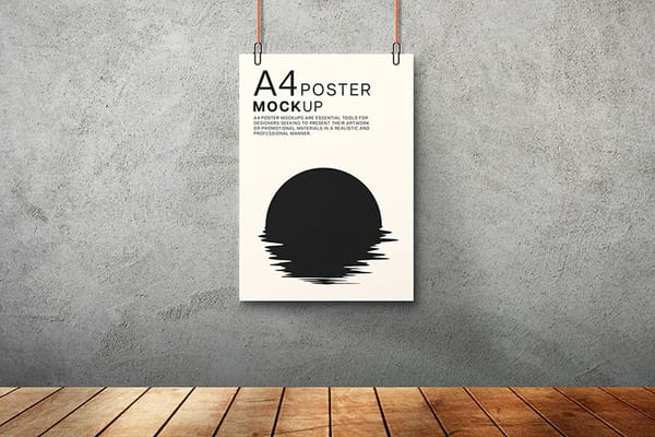 Hanging Poster Mockup With Rough Walls