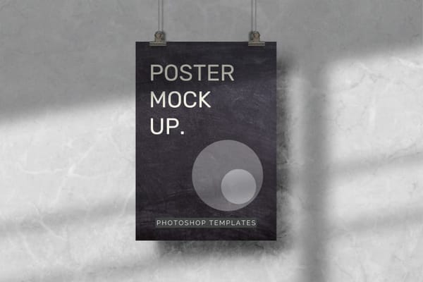 Hanging Poster Mockup With Shadow