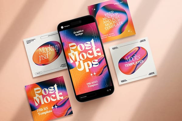 Instagram Mockup Left Angled Color Gradient