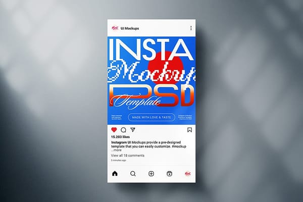 Instagram UI Mockup with Realistic Window Shadow