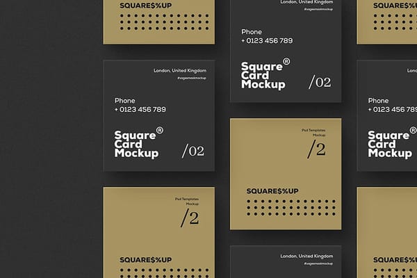 Isometric Right Black Square Card Mockup Scene