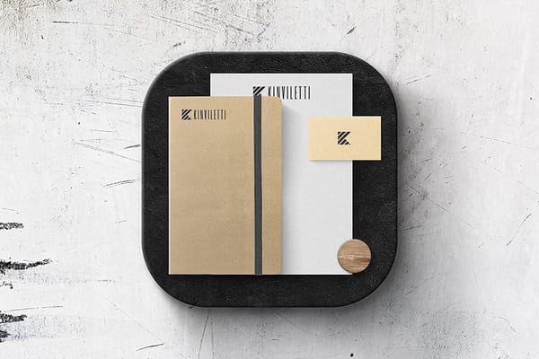 Kinviletti Brand Stationery Papers Mockup on Wall Podium
