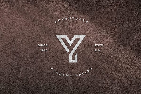 Leather Y Logo Mockup with Realistic Shadow