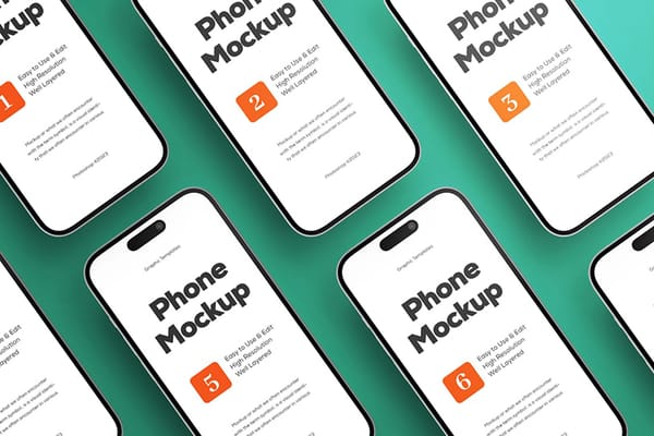 Lined Up Mobile Phone Mockup