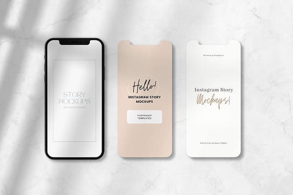 Lined Up Smartphone Screen Instagram Story Mockup