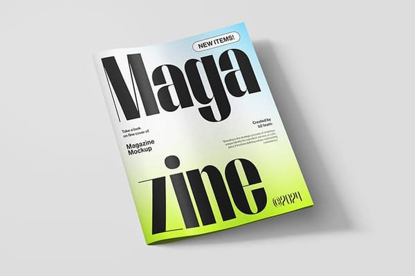 Magazine Cover Mockup with Long Shadow