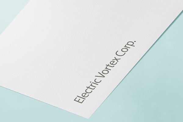 Minimal Electric Vortex Corp Paper Logo Mockup