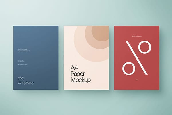 Minimal Triple A4 Paper Mockup Scene