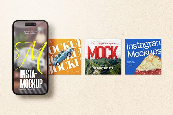 Mobile Phone with Instagram Post Mockup