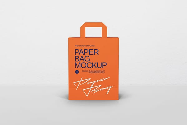 Paper Bag Mockup on Gray Background