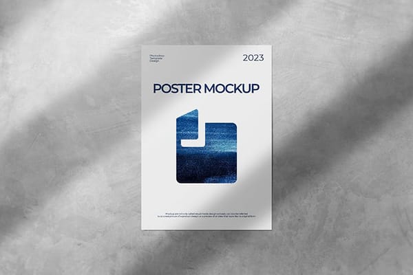Poster Mockup on Wall Texture With Shadow