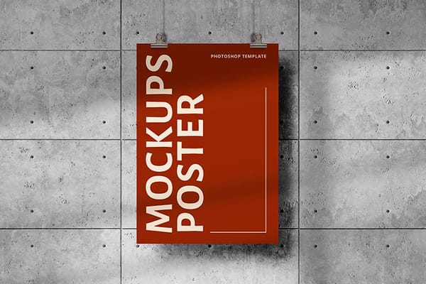 Red Maroon Hanging Poster Mockup