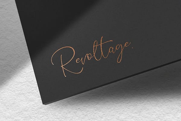 Revoltage Gold Textured Logo Mockup