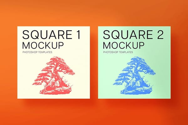Square Mockup With Orange Background