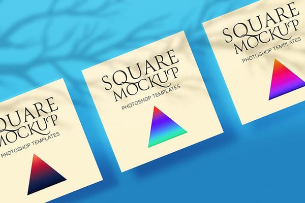 Square Mockup on Blue Background