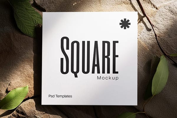 Square Paper Mockup On Stone