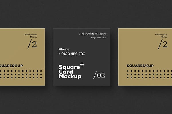 Three Black Square Card Mockup Scene