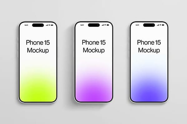 Three Phone 15 Pro Mockup on Gray Background