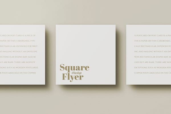 Three Square Flyer Postcard Mockup