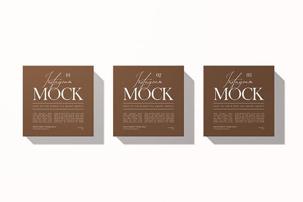 Three Square Mockup Side by Side With White Background