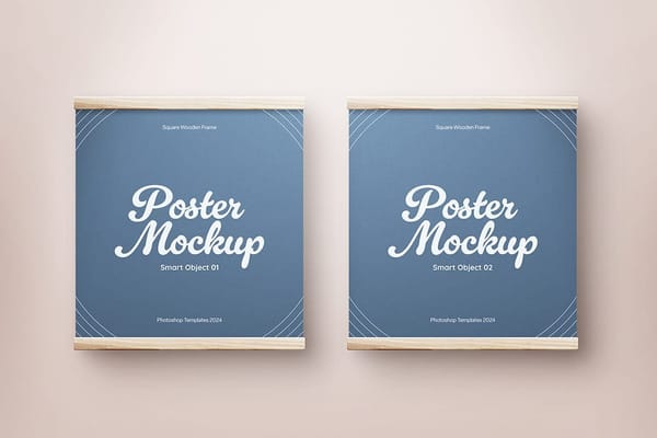 Two Square Wooden Frame Canvas Mockup