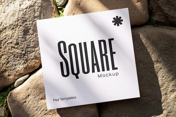 White Square Paper Mockup On Stone