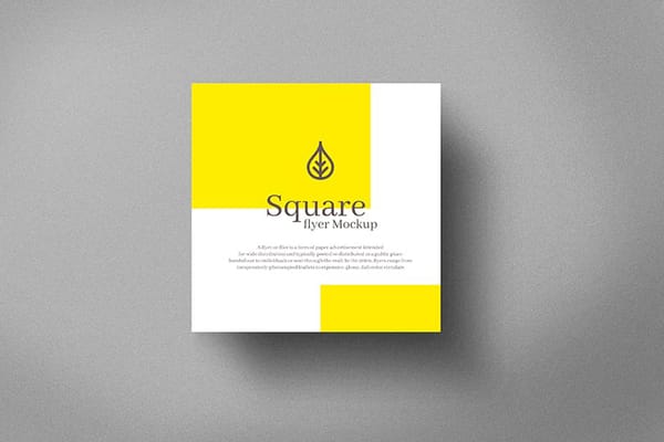 Yellowhite Square Flyer Mockup with Shades of Shadow