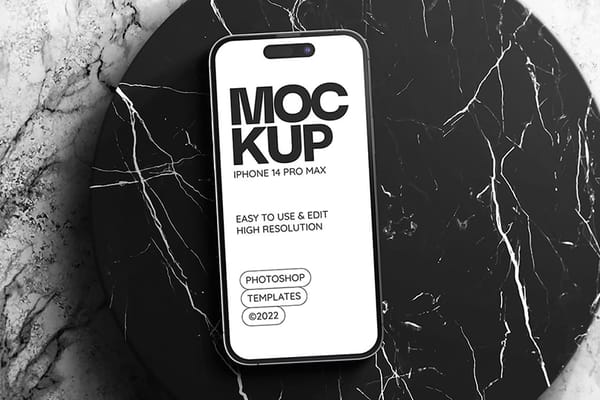 iPhone 14 Pro Max Mockup on Realistic Marble Podium Background