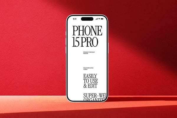 iPhone 15 Pro Mockup with Red Background