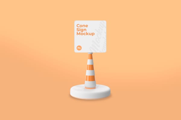 Cone Sign Mockup