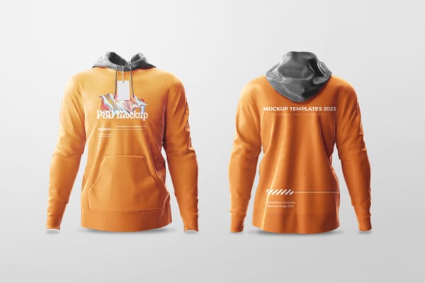 Front and Back Male Standard Hoodie Mockup