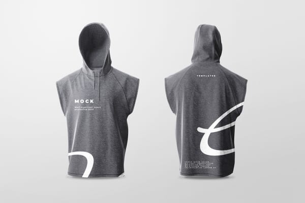 Front and Back Male Vest Hood Mockup