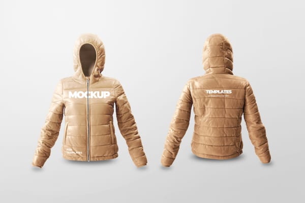 Front and Back Puffer Jacket Mockup