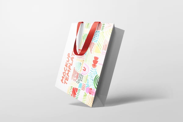 Leaning Paper Shop Bag Mockup