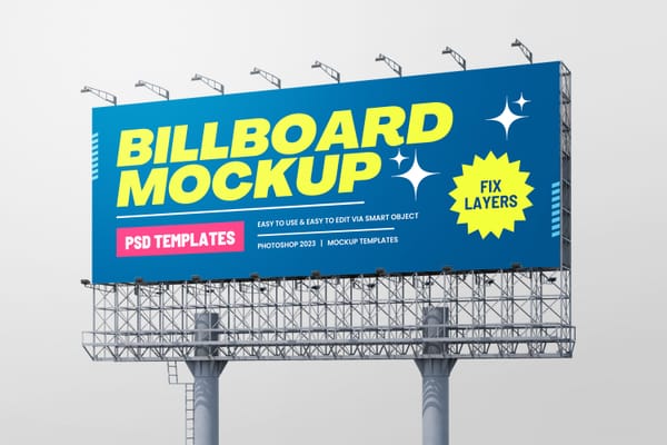 Left View of Advertising Billboard Mockup