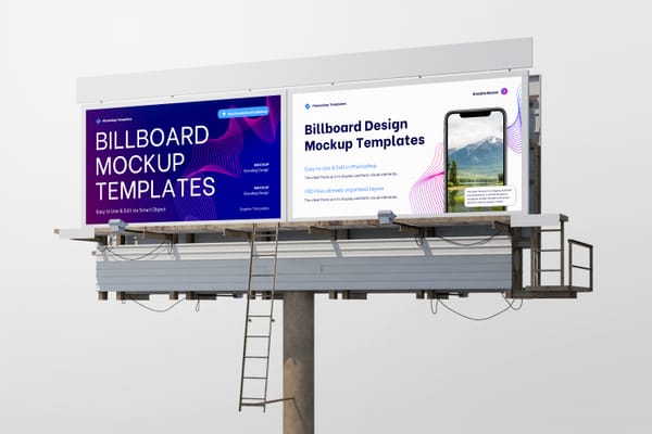 Left View of Double Billboard Mockup