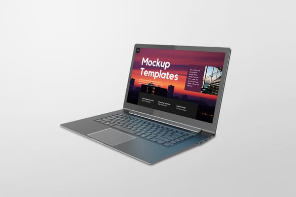 Left View of Notebook Generic Laptop Mockup